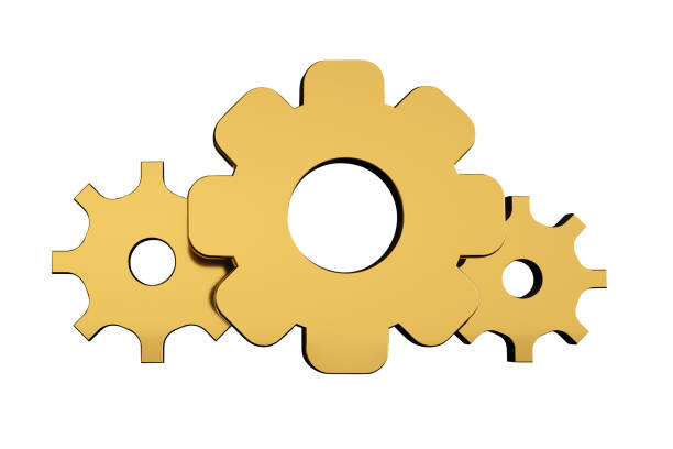 istock gold gears isolated on white background, 3d render 1794916871