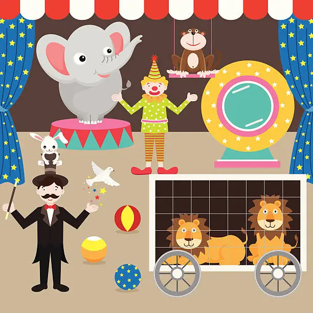 Vector illustration of Circus Elements Set