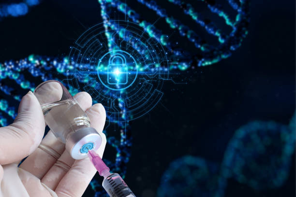 genetic Human fingers are using medicine for genetic editing. Genetically modified DNA, blue background concept in invention. Development of genetically modified human genes crispr photos stock pictures, royalty-free photos & images