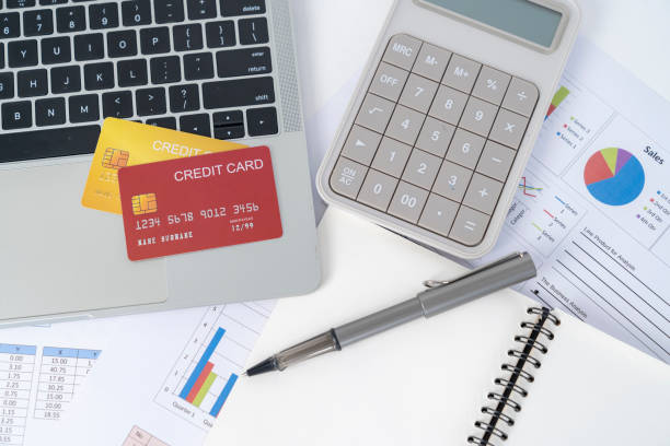 istock credit card on office desk, Financial concept 1794940179