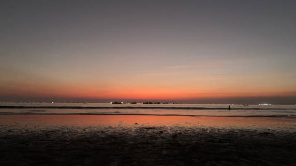 istock Sunset beach on golden hour 1794941297