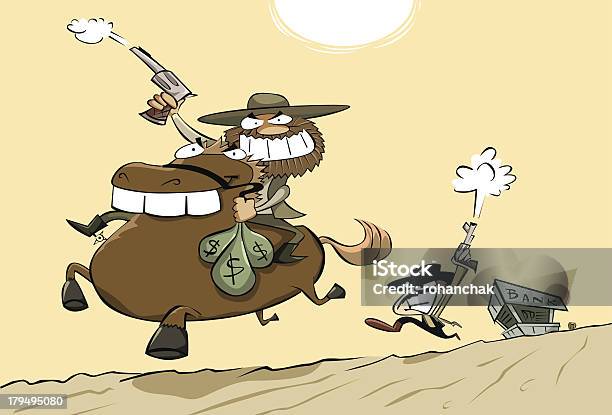 Bank Robbery In The Wild West Stock Illustration - Download Image Now - American Culture, Bank - Financial Building, Bank Robber