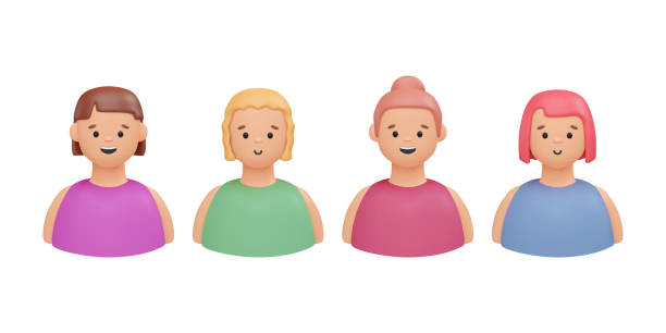 istock Set of 3d girls portraits. 1794956641