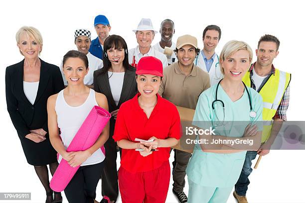 Group Of People With Different Occupations Stock Photo - Download Image Now - Construction Worker, Nurse, People