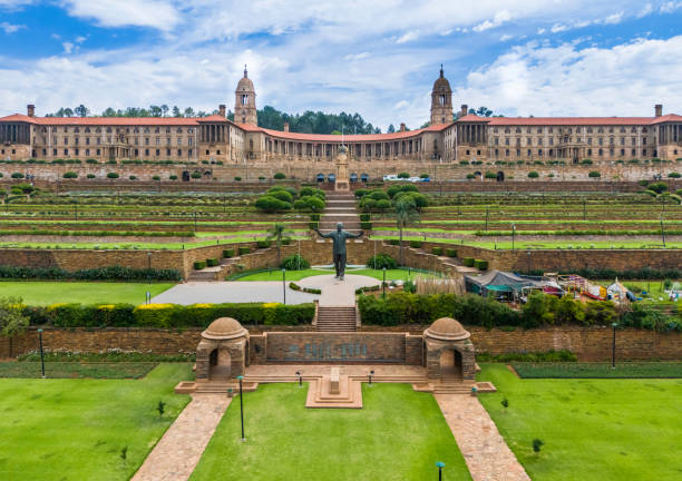 Nelson Mandela Statue standing in front of the Union Buildings with his arms wide open in Pretoria / Tshwane.