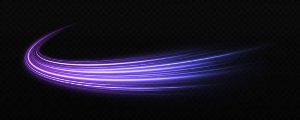 ilustrații de stoc cu efect de lumină ondulat strălucitor. cometă spațială strălucitoare. - urmă de lumină