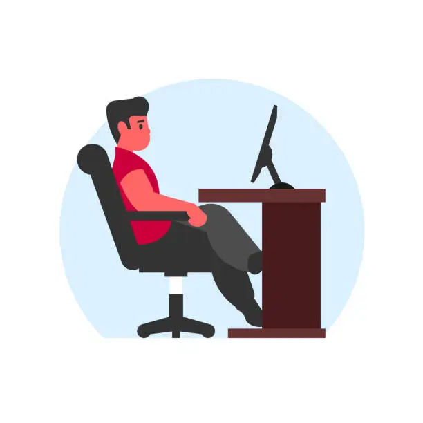 Vector illustration of Office work, failure and stress from work, computers, business