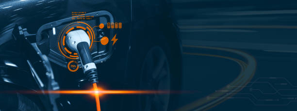istock EV car battery charging modern DC technology high speed performace vehicle with green energy eco power and zero emission wide for banner background. 1794998241