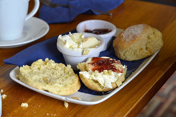 cornish krem herbaty. - cornish cream tea zdjęcia i obrazy z banku zdjęć