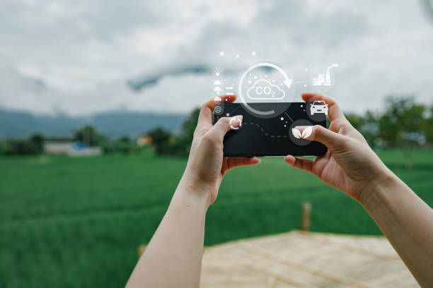 istock Concepts reducing carbon dioxide emissions, campaigns to destroy the environment and reduce global warming, balancing the air, using technology to prevent Co2 emissions, using renewable energy. 1795005683