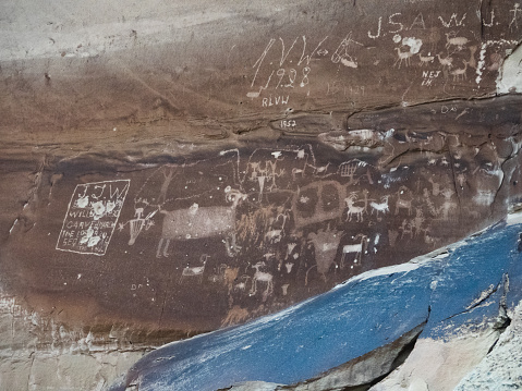 Fremont style petroglyphs, Sego site, Thompson Canyon, Utah.