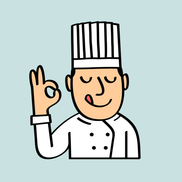 ilustraciones, imágenes clip art, dibujos animados e iconos de stock de chef gesticular - comida gourmet