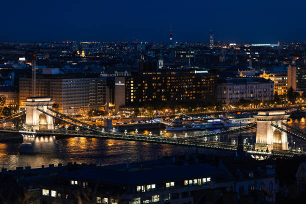 Chain bridge in Budapest, Hungary is one of the well known landmarks in this beautiful east European city. It's connecting two part of city Buda and Pest. Photo taken at night