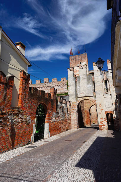 Glimpse of Cittadella with one of the entrances to the city (Veneto, Italy). stock photo