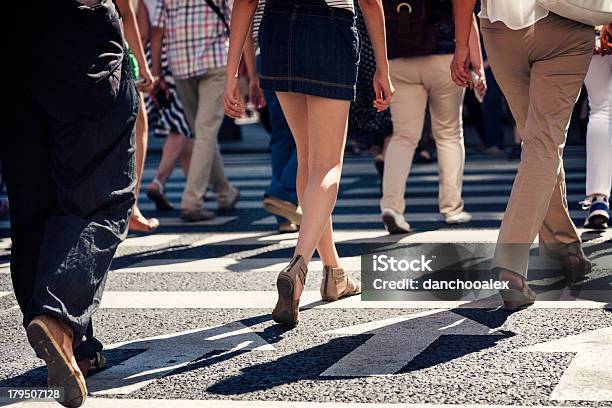 Pedestians In The City Crossing Street Stock Photo - Download Image Now - Crowd of People, Human Foot, Men