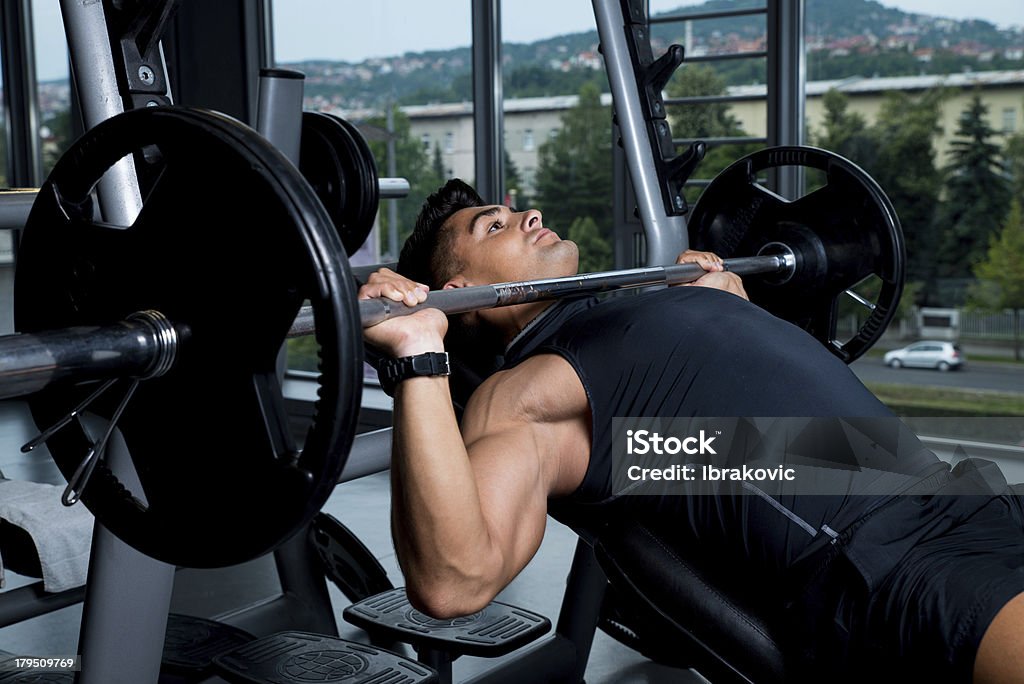 Bench Press Exercise Bench Press Workout Active Lifestyle Stock Photo