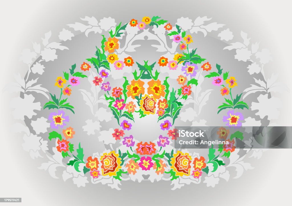 Wreaths de flores sobre fundo floral abstrato - Royalty-free Abstrato arte vetorial