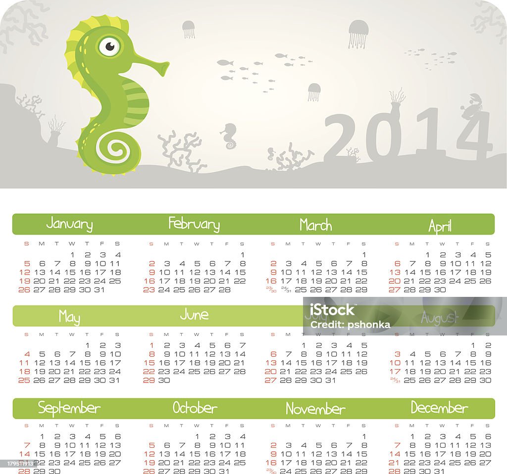 Kalender 2014 - Lizenzfrei 2014 Vektorgrafik