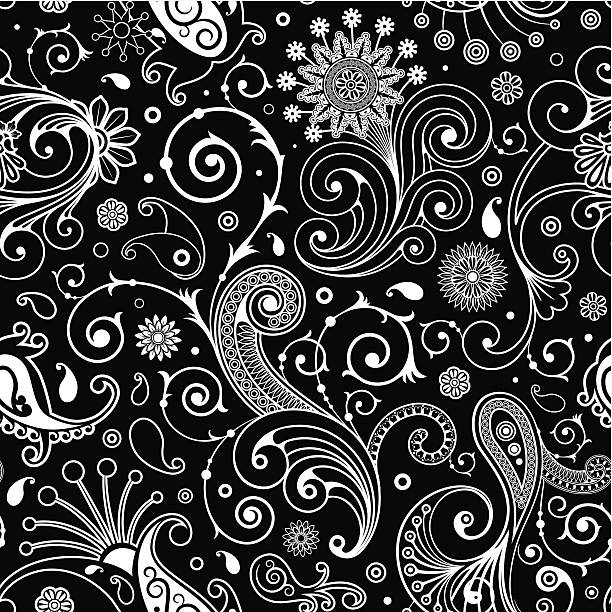 seamless pattern with paisley vector art illustration