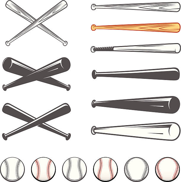 ilustraciones, imágenes clip art, dibujos animados e iconos de stock de conjunto de emblema de elementos de diseño club de béisbol - baseball