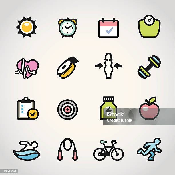 Fitness Fabrico Symbole Stock Vektor Art und mehr Bilder von Icon - Icon, Abnehmen, Checkliste