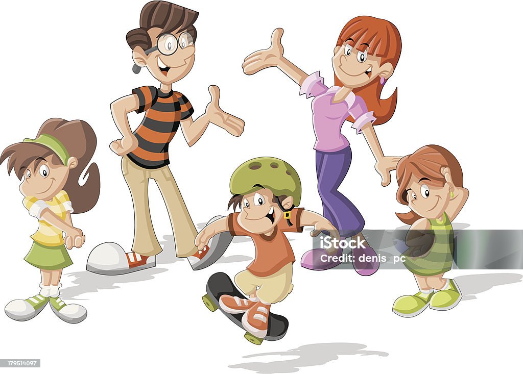 Cartoon Family Stock Illustration - Download Image Now - Friendship, Adult,  Boys - iStock