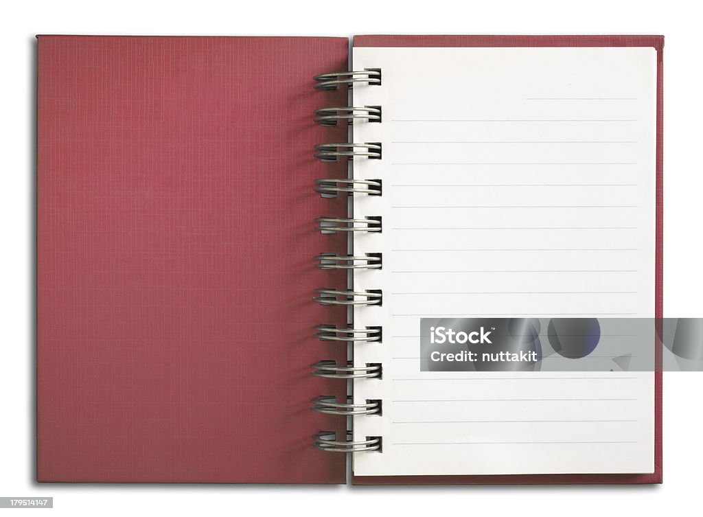 Red Notebook vertical single white page Backgrounds Stock Photo