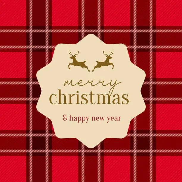 Vector illustration of Merry Christmas design with plaid motif