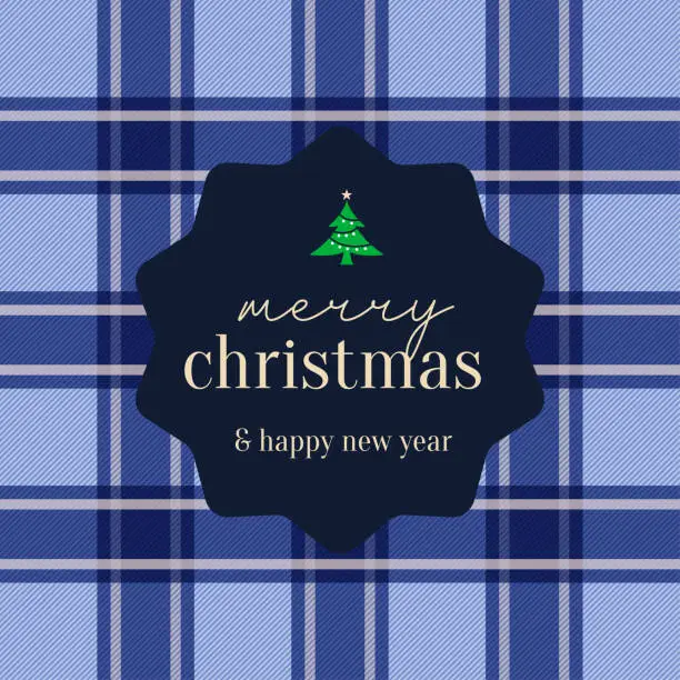 Vector illustration of Merry Christmas design with plaid motif