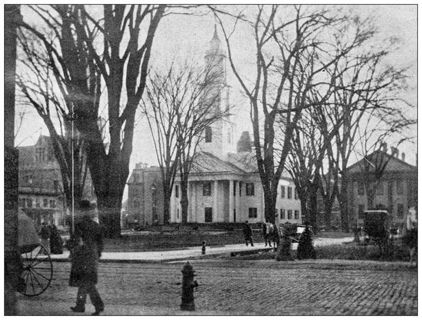istock Antique image of Hampden County, Massachusetts: Springfield, First Church, Court Square 1795167187