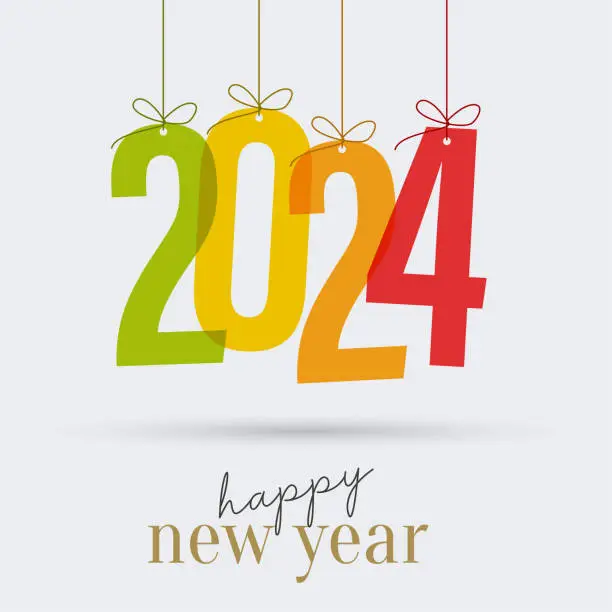 Vector illustration of Hanging numbers new year 2024