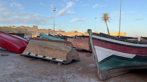 ⁨Close-up of fishing boats, El Jadida⁩, ⁨Morocco⁩ stock photo