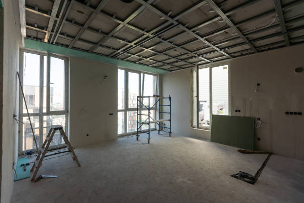 istock Empty under construction room in home or house with space on site. Interior. Old unfurnished room rental property, living space units. lifestyle. Renovation. 1795172182