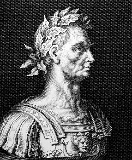 Black And White Drawing Of Julius Caesar Stock Illustration