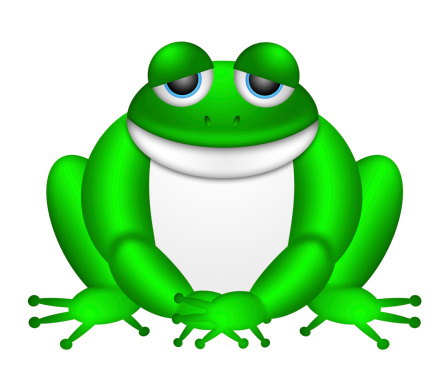 3D Illustration of a Dreamy Frog on a Stone on a White Background