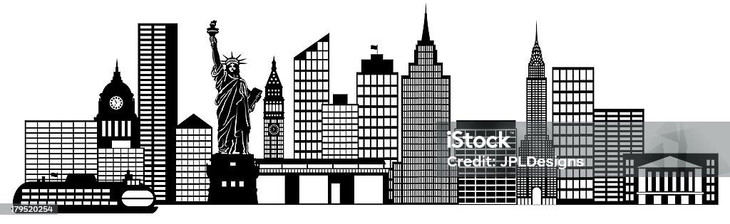New York City Skyline Panorama Clip Art New York City Skyline Panorama Black and White Silhouette Clip Art Illustration Outline Stock Photo