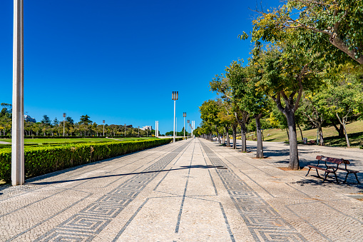 Marques do Pombal square and Edward vii Park, Lisbon, Portugal.