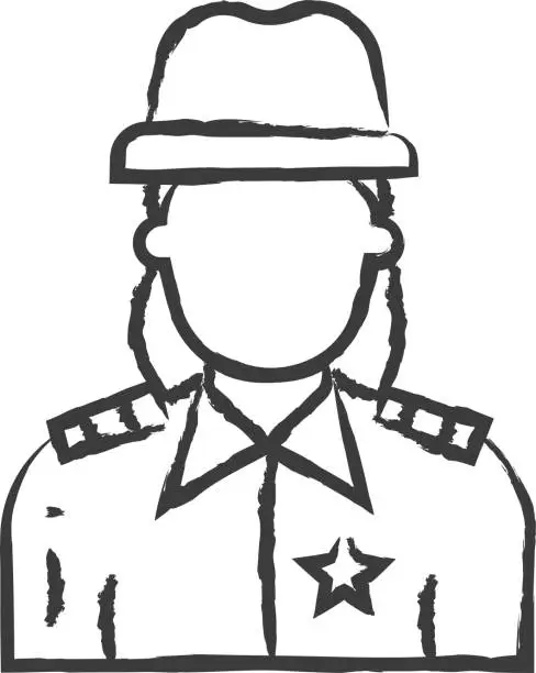 Vector illustration of police officer woman hand drawn vector illustration