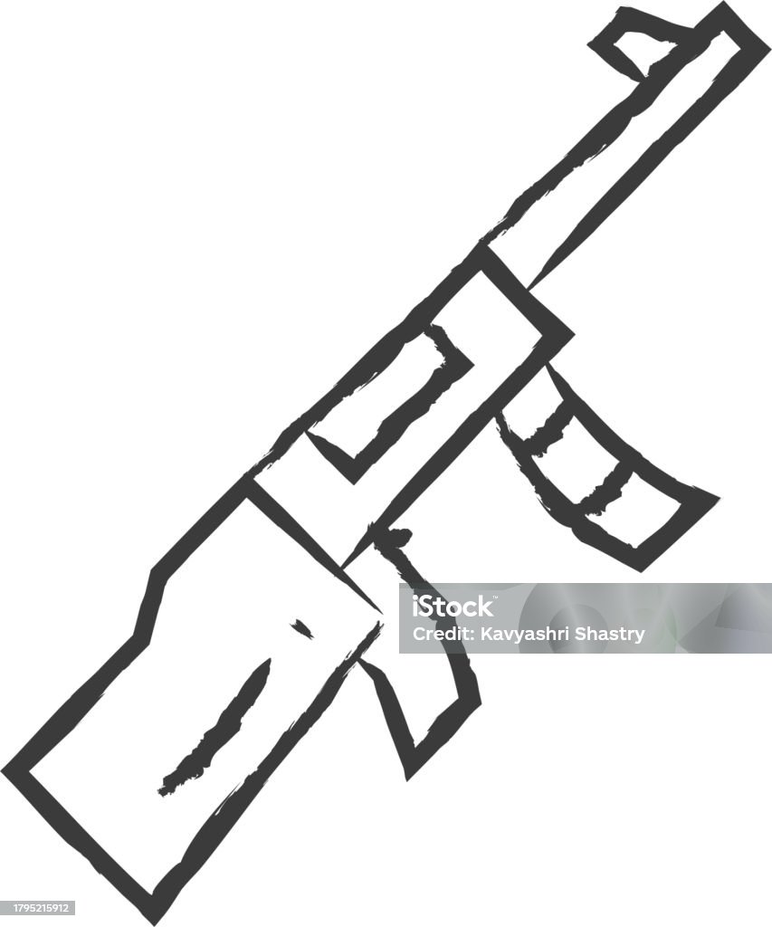 Many Rifle Drawing Background Rifle Hand Drawn Vector Illustration Stock Illustration - Download ...
