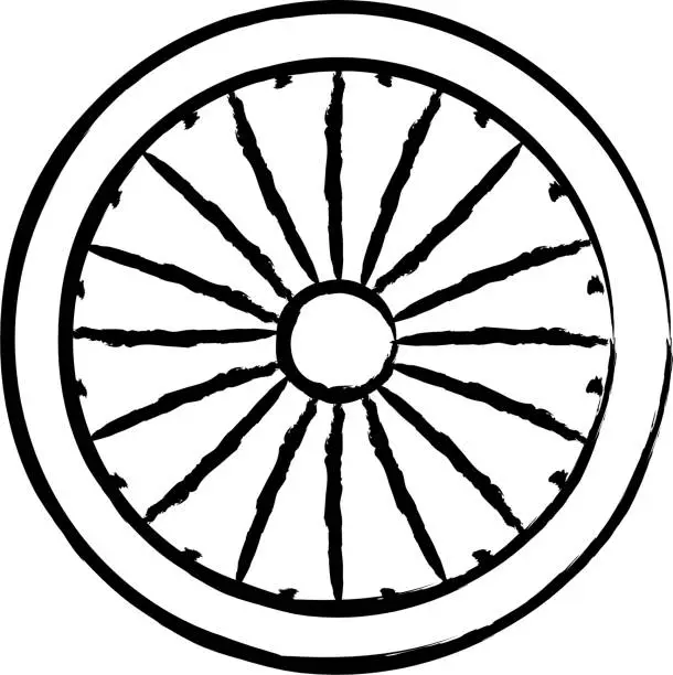 Vector illustration of Dharma Wheel hand drawn vector illustration