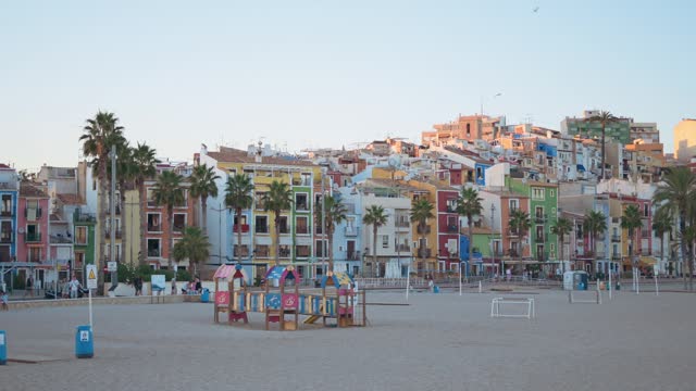 Panoramic and general view of the town of Vila Joiosa in the Valencian Community, Spain