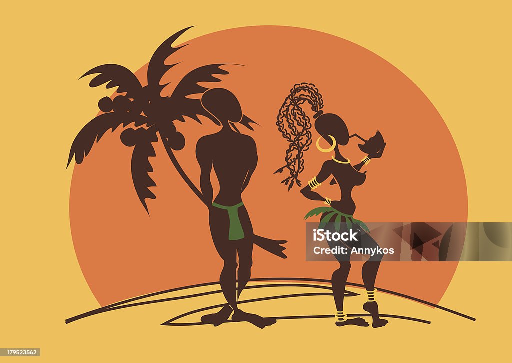 Bande dessinée illustration avec aborigines - clipart vectoriel de Culture hawaïenne libre de droits