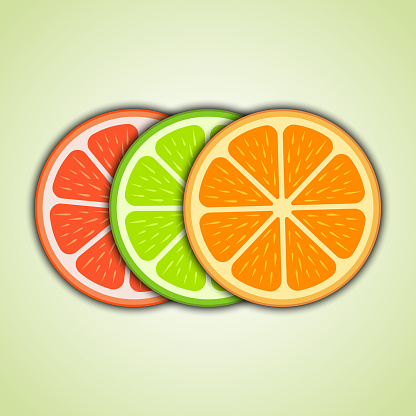 Colorful Set of Three Fresh Orange
