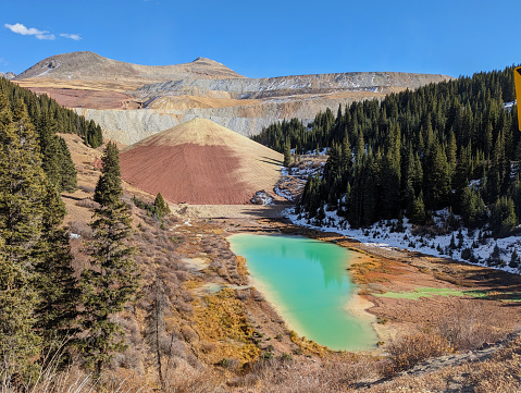 Mine tailings pond near Freemont Pass and  Clinton Peak Colorado