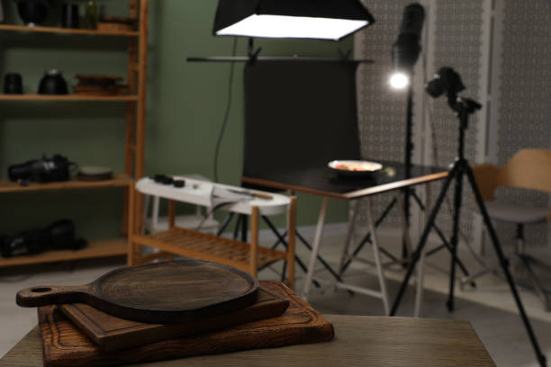 istock Professional equipment and composition with tasty dish on table in photo studio, selective focus. Food photography 1795298867