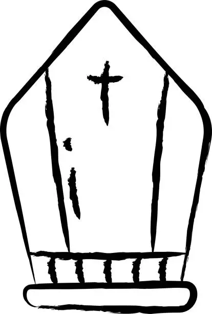 Vector illustration of Pope Crown hand drawn vector illustration