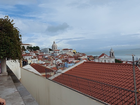 Another shot of the scenic Santa Luzia Viewpoint looking approximately to the east in Lisbon, Portugal.