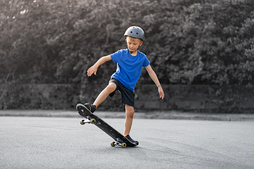 Boy on his skateboard.