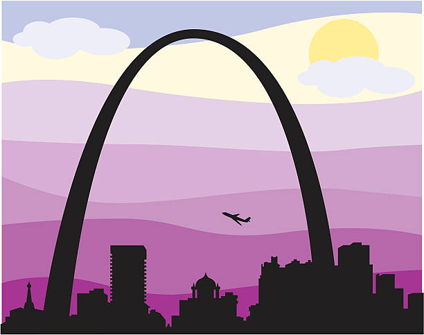 St. Louis Skyline St. Louis skyline with sunset. st louis skyline stock illustrations