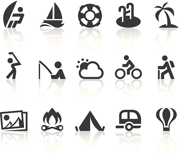 Outdoor Activities Icons | Simple Black Series vector art illustration